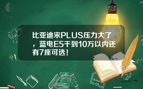 比亚迪宋PLUS压力大了，蓝电E5干到10万以内还有7座可选！