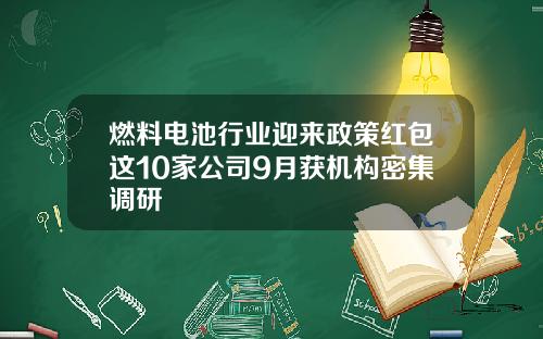 燃料电池行业迎来政策红包这10家公司9月获机构密集调研