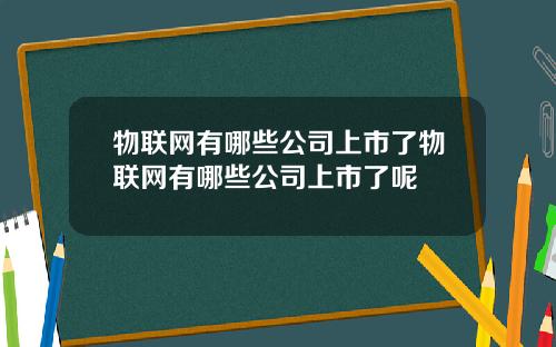 物联网有哪些公司上市了物联网有哪些公司上市了呢