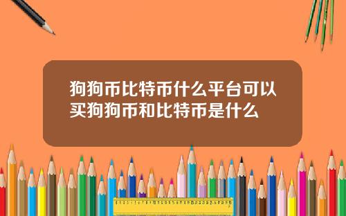 狗狗币比特币什么平台可以买狗狗币和比特币是什么