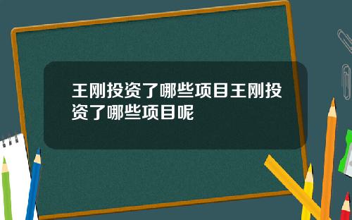 王刚投资了哪些项目王刚投资了哪些项目呢