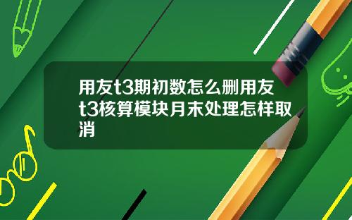 用友t3期初数怎么删用友t3核算模块月末处理怎样取消