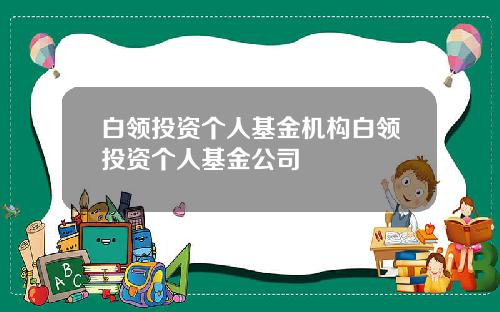 白领投资个人基金机构白领投资个人基金公司