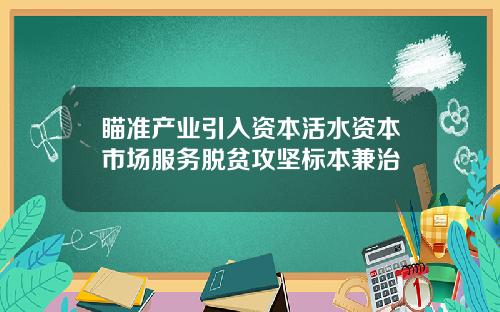 瞄准产业引入资本活水资本市场服务脱贫攻坚标本兼治