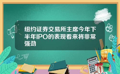 纽约证券交易所主席今年下半年IPO的表现看来将非常强劲