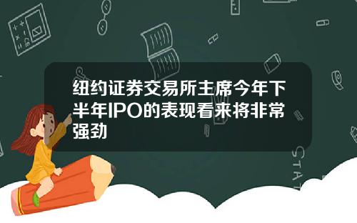 纽约证券交易所主席今年下半年IPO的表现看来将非常强劲