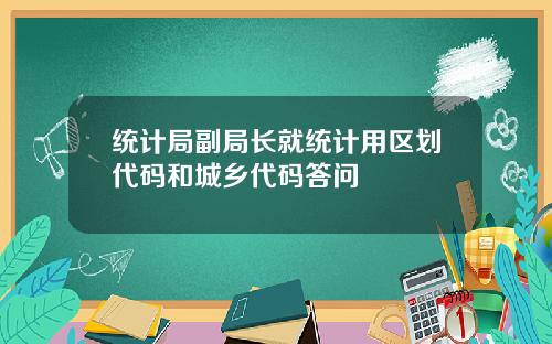 统计局副局长就统计用区划代码和城乡代码答问