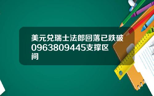 美元兑瑞士法郎回落已跌破0963809445支撑区间