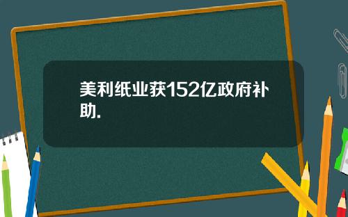 美利纸业获152亿政府补助.