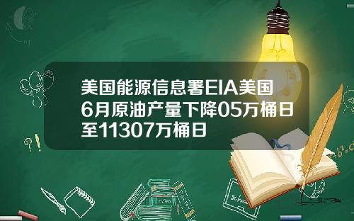 美国能源信息署EIA美国6月原油产量下降05万桶日至11307万桶日