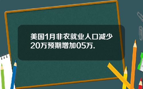 美国1月非农就业人口减少20万预期增加05万.