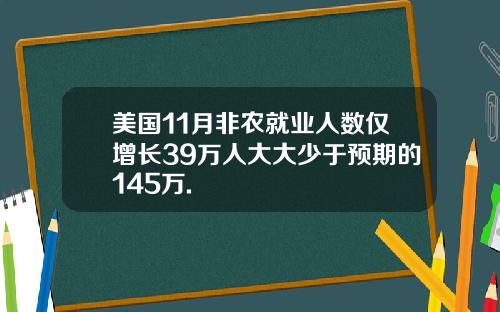 美国11月非农就业人数仅增长39万人大大少于预期的145万.