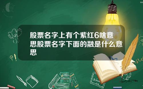 股票名字上有个紫红6啥意思股票名字下面的融是什么意思