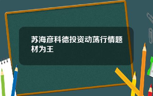 苏海彦科德投资动荡行情题材为王