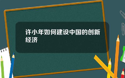 许小年如何建设中国的创新经济