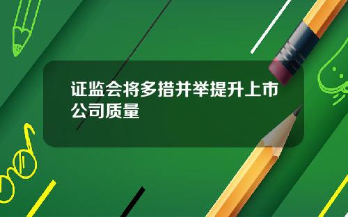 证监会将多措并举提升上市公司质量