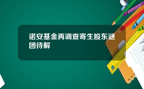 诺安基金再调查寄生股东谜团待解