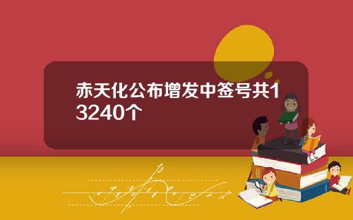 赤天化公布增发中签号共13240个