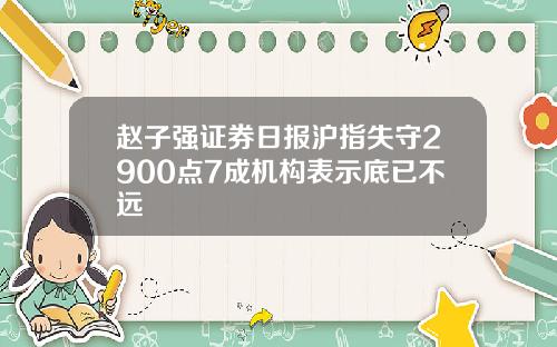 赵子强证券日报沪指失守2900点7成机构表示底已不远