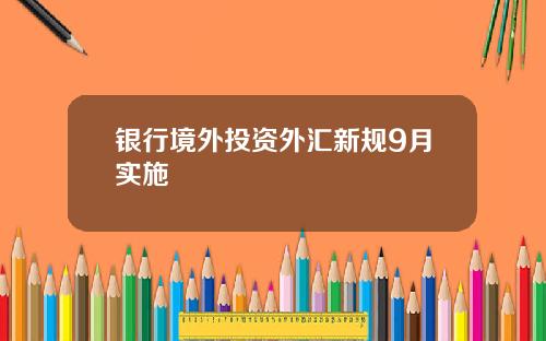 银行境外投资外汇新规9月实施