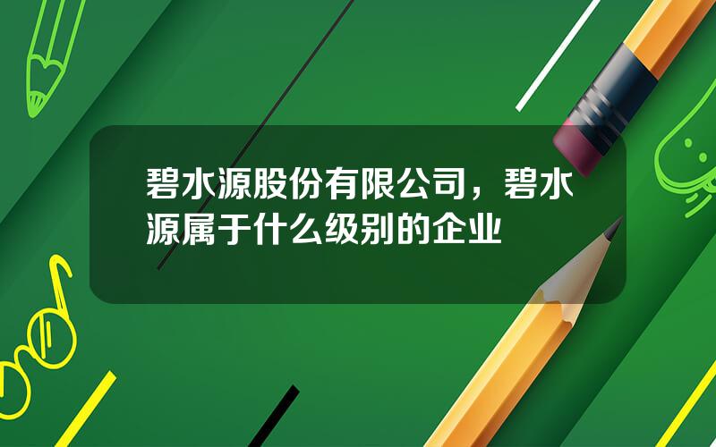 碧水源股份有限公司，碧水源属于什么级别的企业