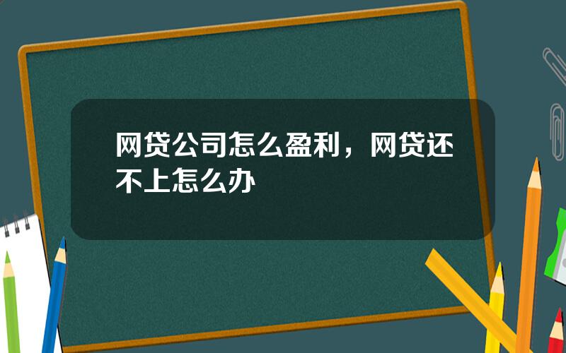 网贷公司怎么盈利，网贷还不上怎么办