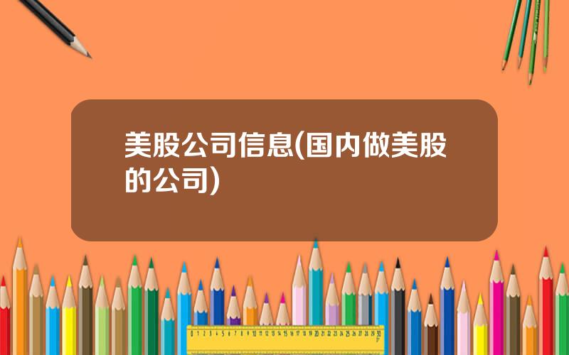 美股公司信息(国内做美股的公司)