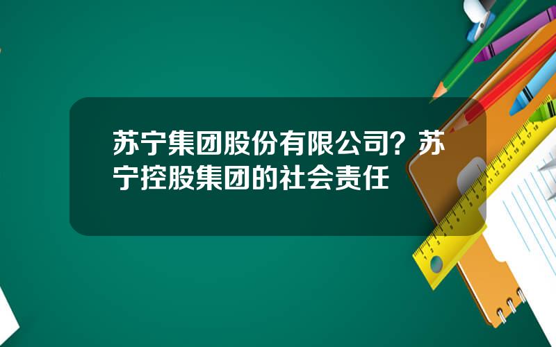 苏宁集团股份有限公司？苏宁控股集团的社会责任