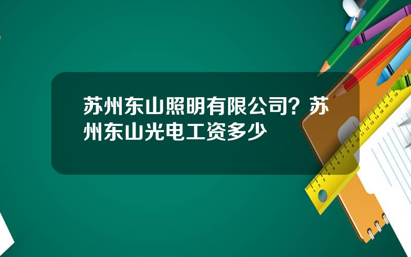 苏州东山照明有限公司？苏州东山光电工资多少