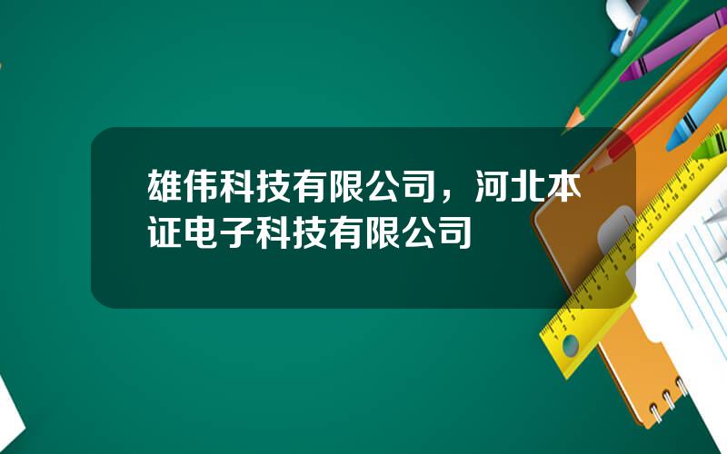 雄伟科技有限公司，河北本证电子科技有限公司